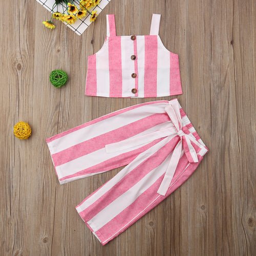 1 5T Little Girls Summer Stripes Clothes Sets