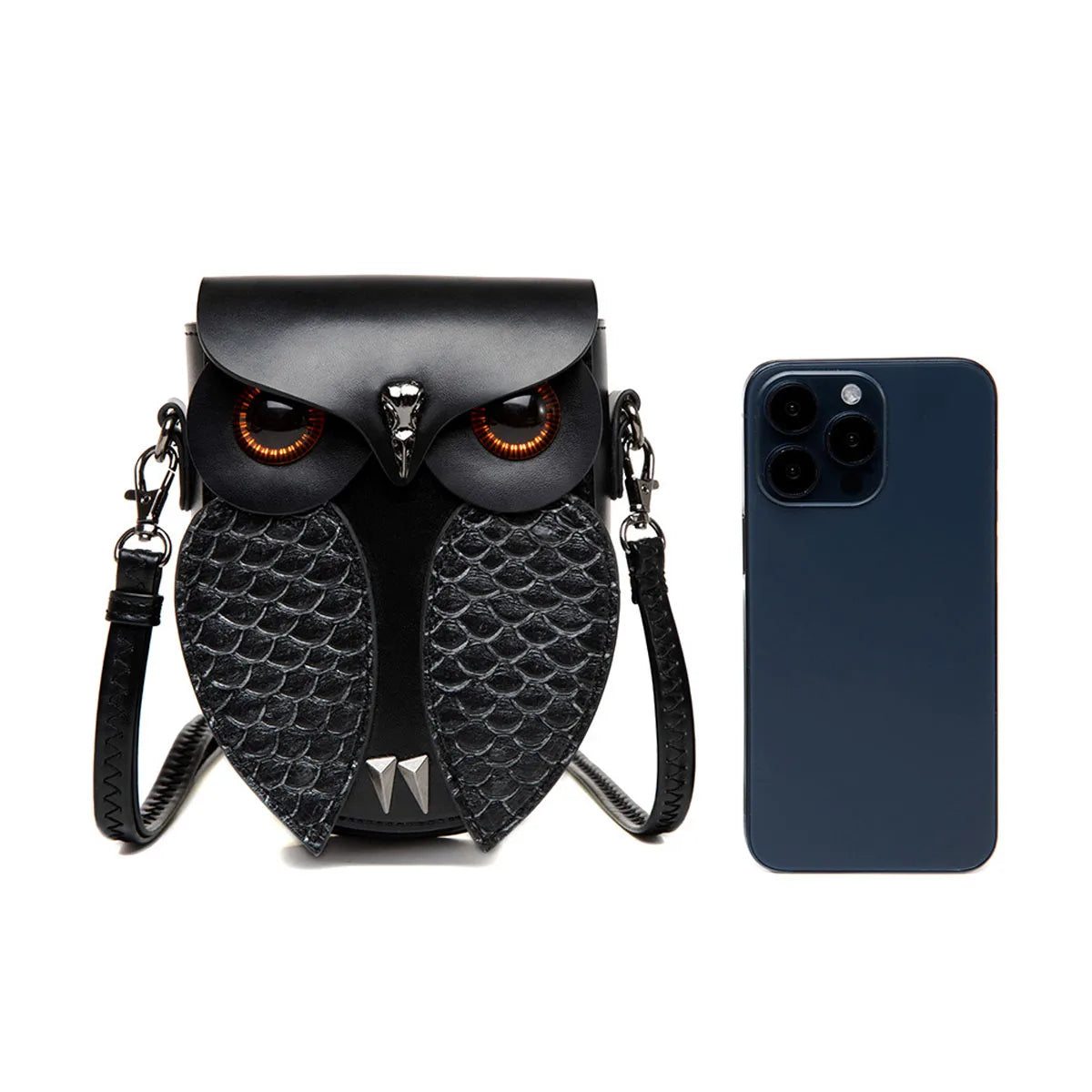 Chic Vintage Owl Shaped Women's Shoulder Bag PU Flip Women's Steampunk Owl Crossbody Small Bag with Adjustable Shoulder Strap