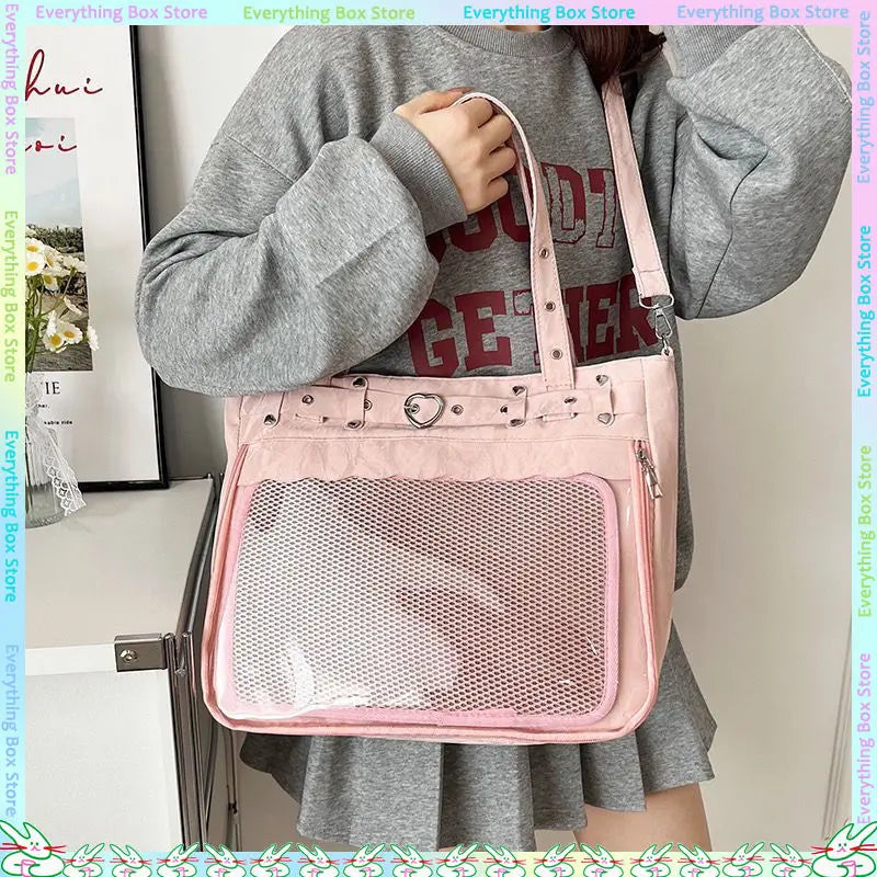 New Two-Dimension Large Capacity Anime Shoulder Bag Manual DIY Itabag Badge Display Bag Japanese Goods Shoulder Bag Friend Gift