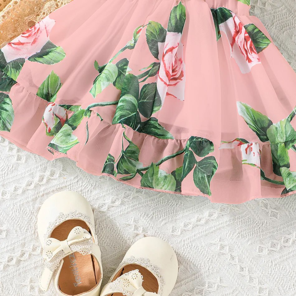 Girl's Lycra Floral Printed Frock Dress for Girls 1-2-YEARS