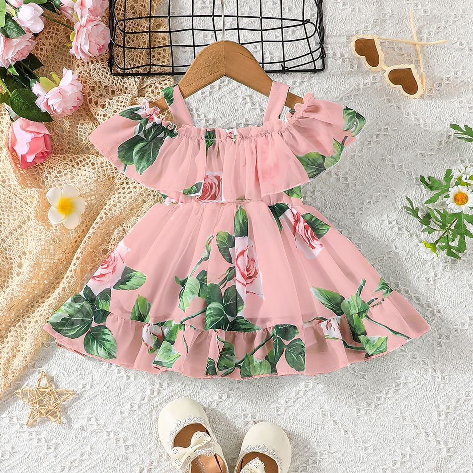 Girl's Lycra Floral Printed Frock Dress for Girls 1-2-YEARS