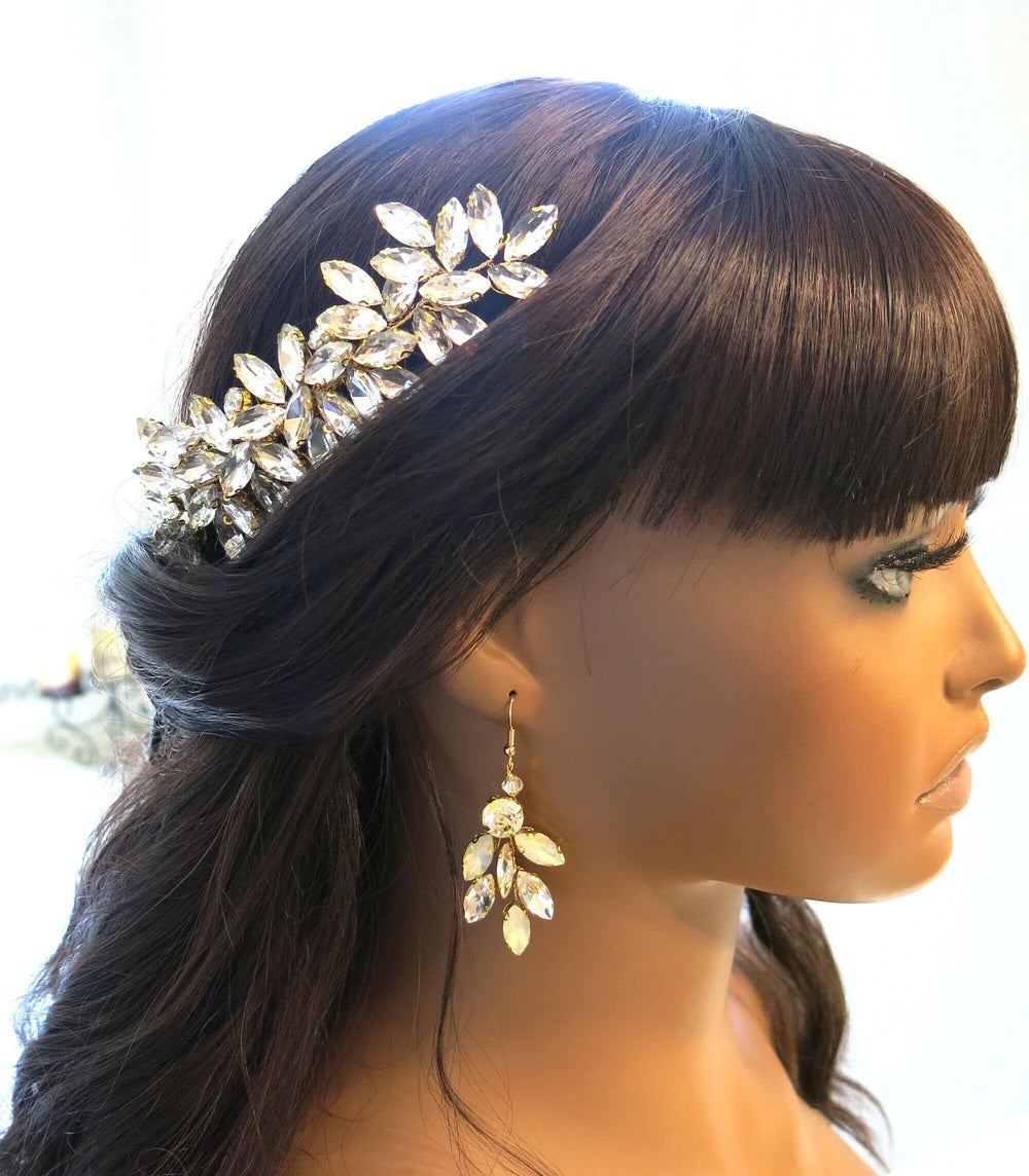 Pynk's Gold Crystal Hair Comb