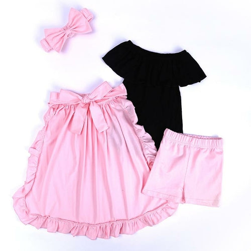 Girls Clothing Sets Summer 4pcs Kids Baby Girls Off Shoulder Top
